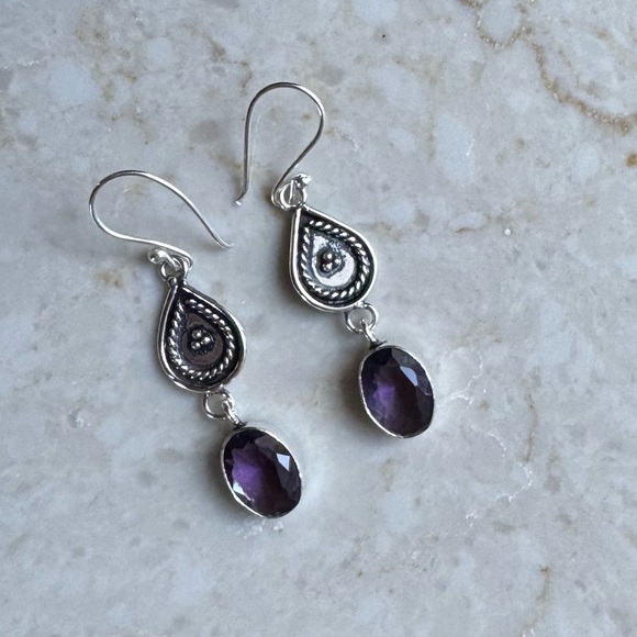 NWOT Sundance Paisley Night Earrings Amethyst Sterling Silver